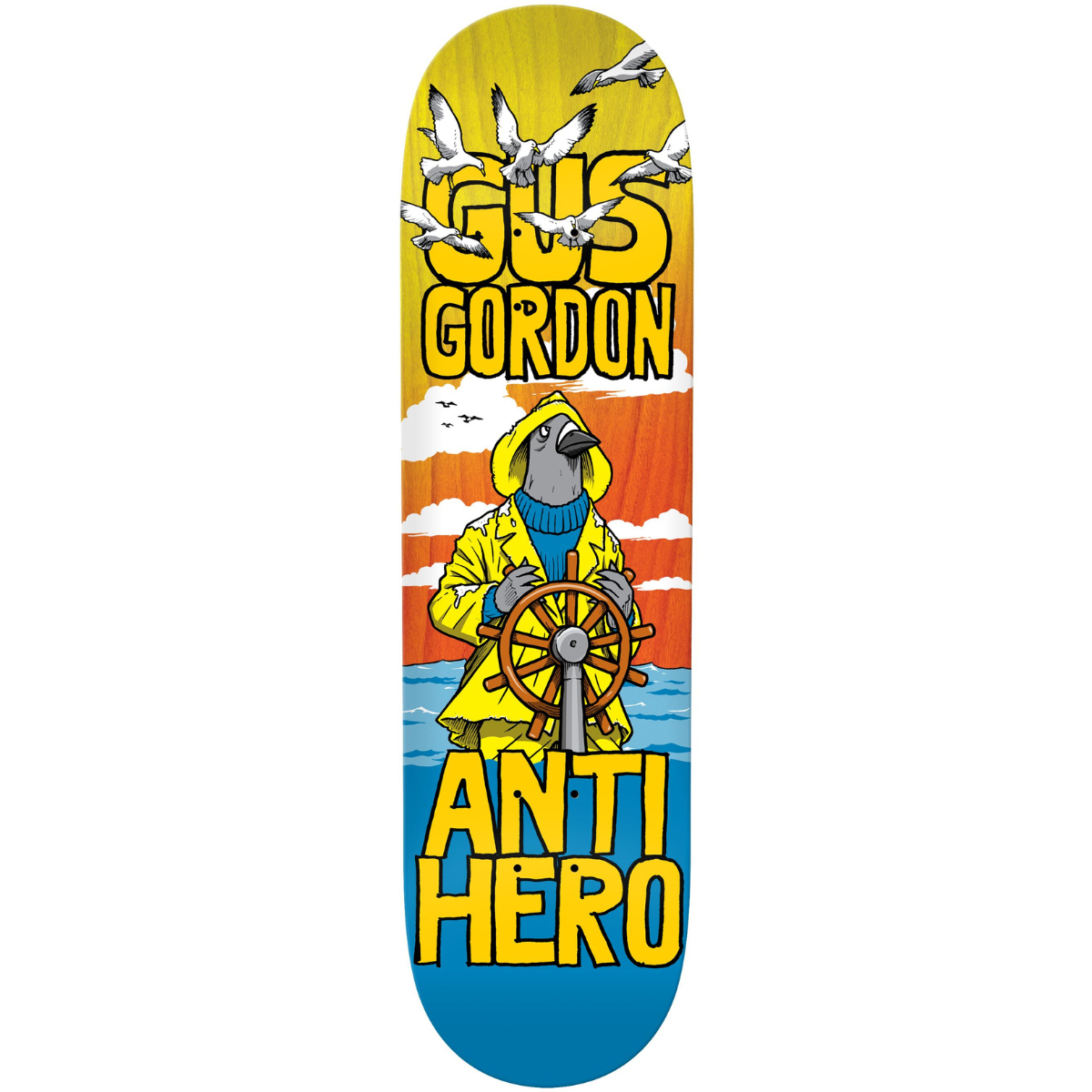 8.5" Anti-Hero Gus Gordon Debut Pro Model Skateboard Deck - Assorted Yellow / Orange Stain