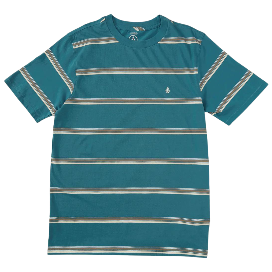 Volcom Halfax Stripe Crew T-Shirt - Storm Blue