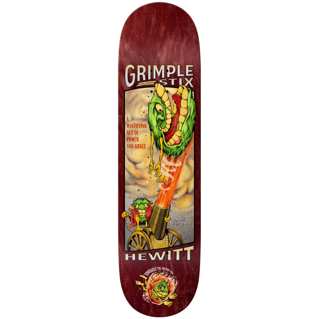 8.38" Grimple Stix Hewitt Obvious Greats Skateboard Deck - Assorted Stains
