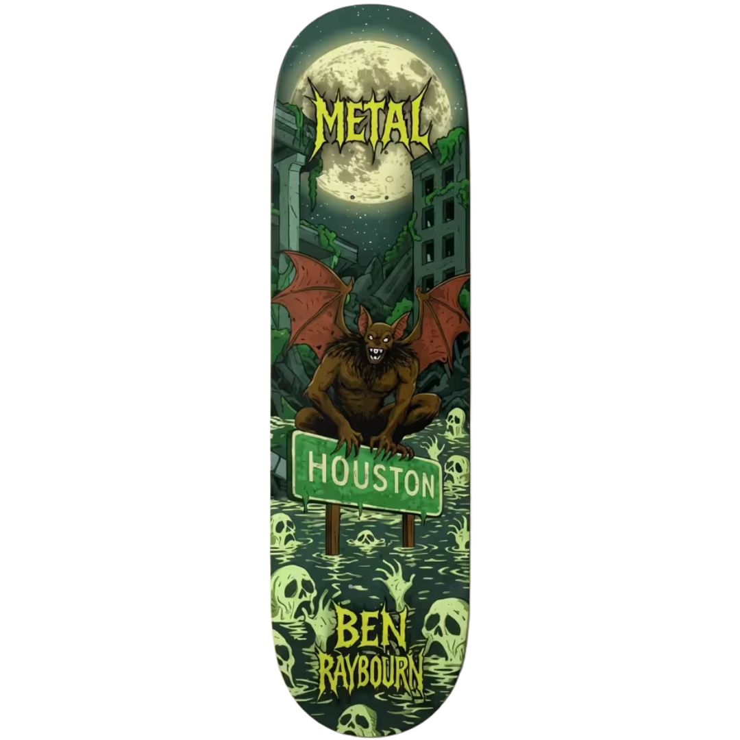 8.6" Metal Ben Raybourn Houston Bat Skateboard Deck