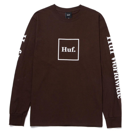 Huf Essentials Domestic Long Sleeve Shirt - Dark Chocolate