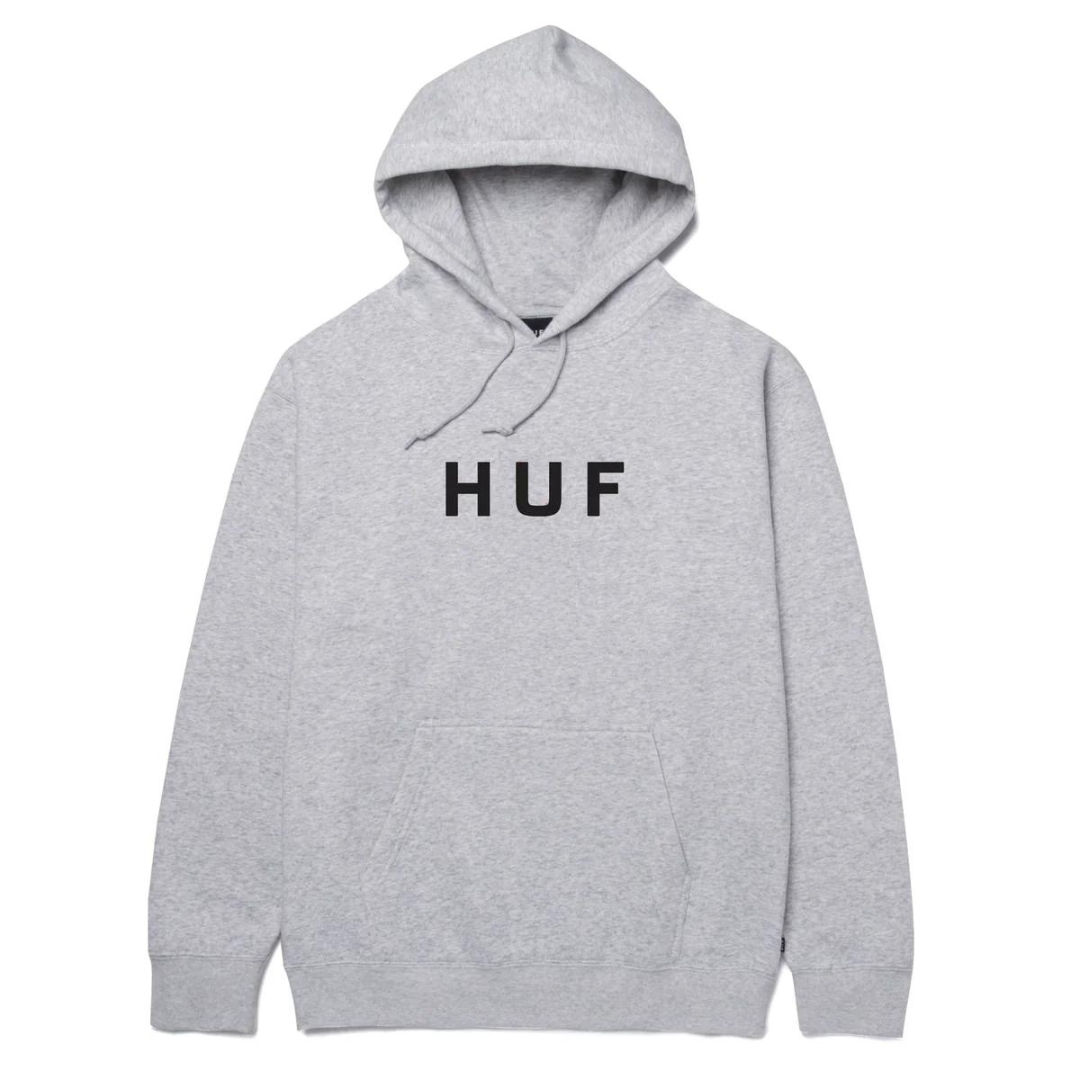 Huf Essentials OG Logo Pull Over Hoodie - Grey Heather