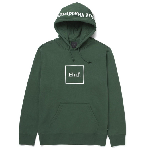 Huf Essentials Box Logo Pull Over Hoodie - Dark Green