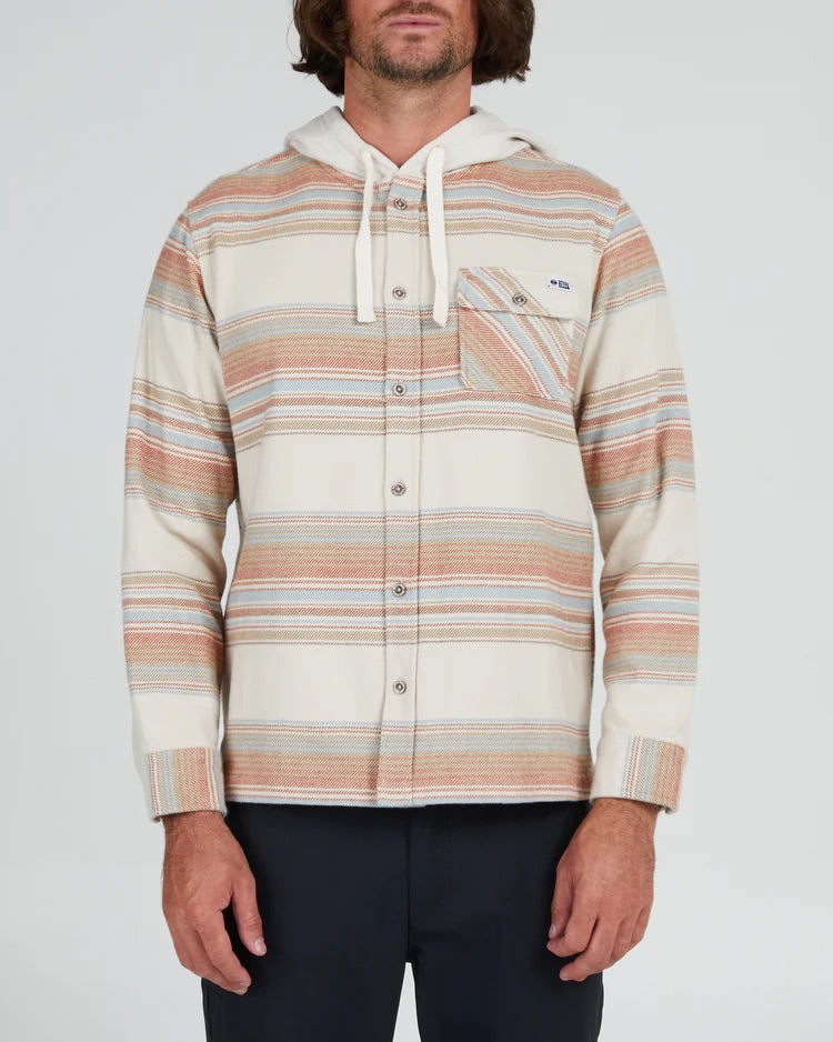 Salty Crew Outskirts Hooded Flannel - Peyote White