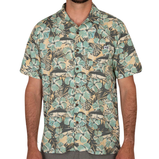 Salty Crew Island Daze Short Sleeve Woven Button-Up Shirt - Gold