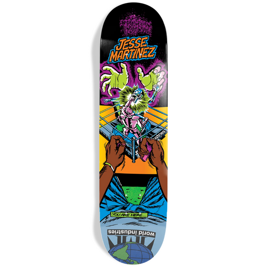 8.5" Heritage World Industries Jesse Martinez Rock 'Em Sock 'Em Popsicle Skateboard Deck
