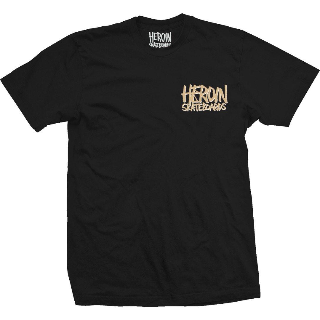 Heroin Skateboard Killing Yolk T-Shirt - Black