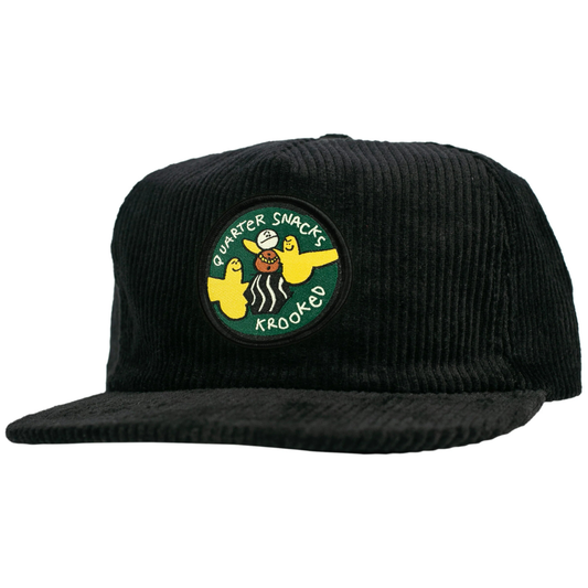 Krooked X Quartersnacks Snack Birds Corduroy Snapback Hat - Black