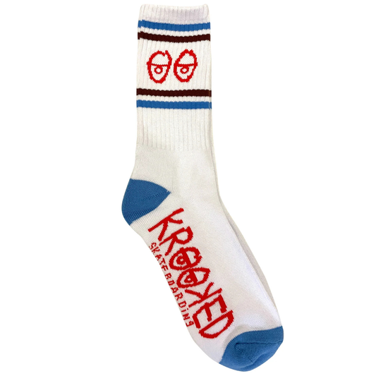 Krooked Skateboards Eyes Socks White / Blue / Red / Brown