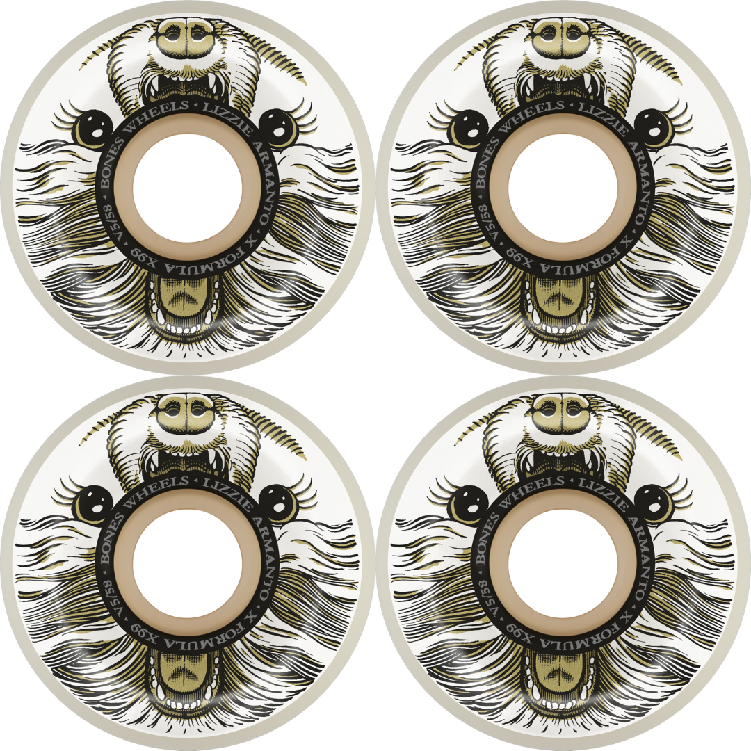 58mm Bones Wheels X Formula Lizzie Armanto Alma Mutter V5 Sidecut 99a - Skateboard Wheels