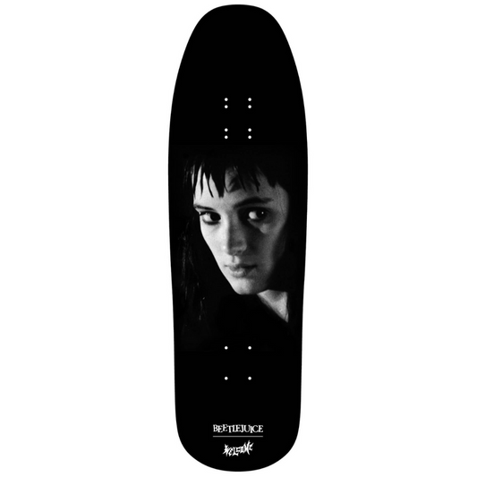 9.6" Welcome Skateboards x Beetlejuice Lydia on Gaia Deck Black / White Dip