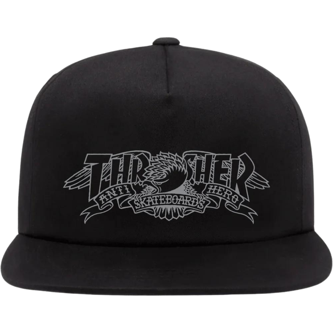 Thrasher x Anti-Hero Mag Banner Snapback Hat - Black