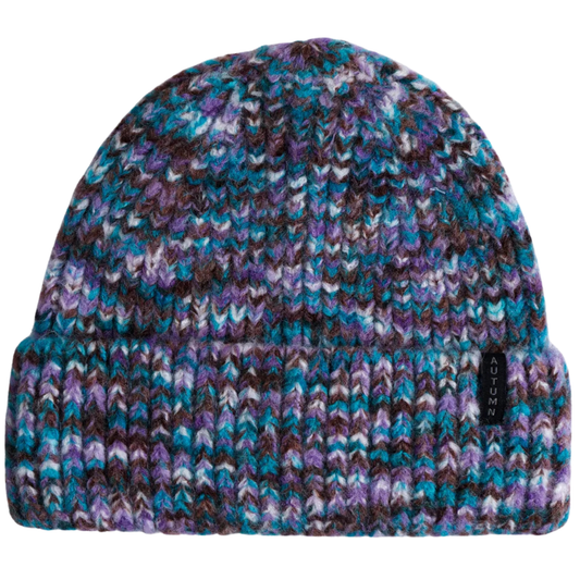 Autumn Marble Knit Beanie - Plum