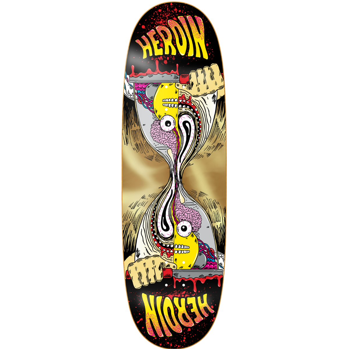 9.75" Heroin Merged Razoregg Gold Skateboard Deck