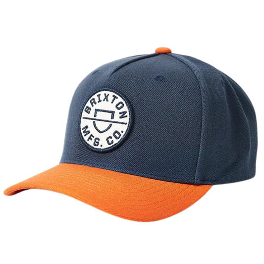Brixton Crest C MP Snapback Hat - Navy / Orange