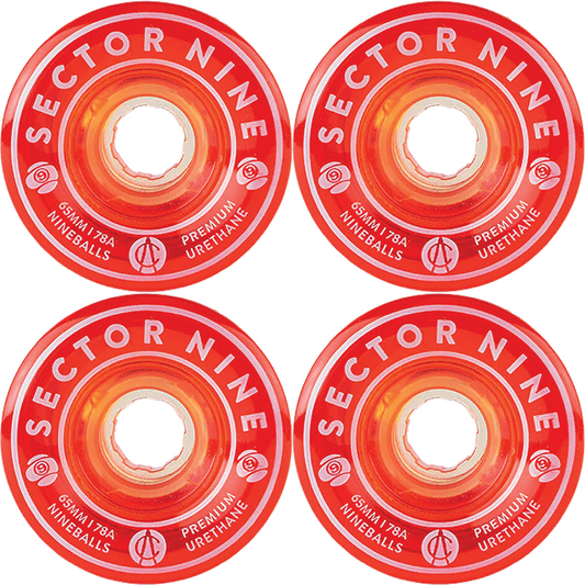 65mm Sector 9 Nineballs Wheels Clear Red - 78a