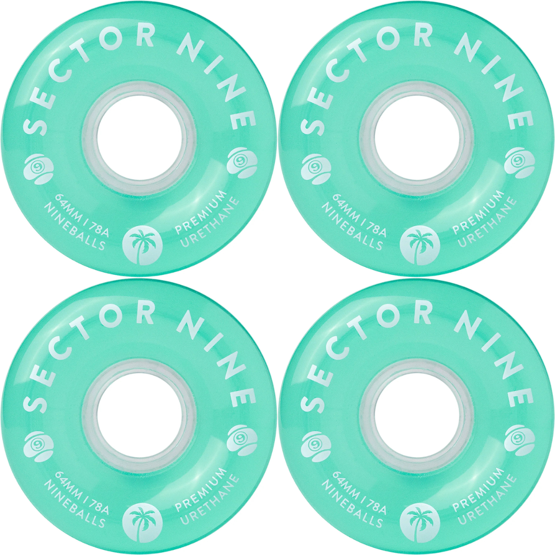 64mm Sector 9 Nineballs Wheels Teal 78a
