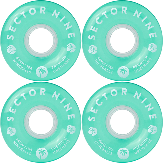 64mm Sector 9 Nineballs Wheels Teal 78a