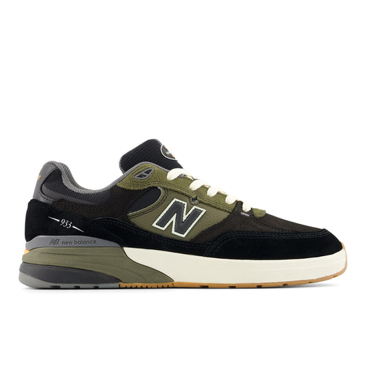 New Balance Numeric 933 Andrew Reynolds Pro Shoes - Black / Olive - NM933BST