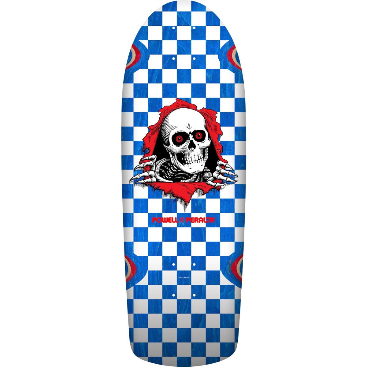 10.0" Powell Peralta OG Ripper Checker Reissue Skateboard Deck - Blue Veneer