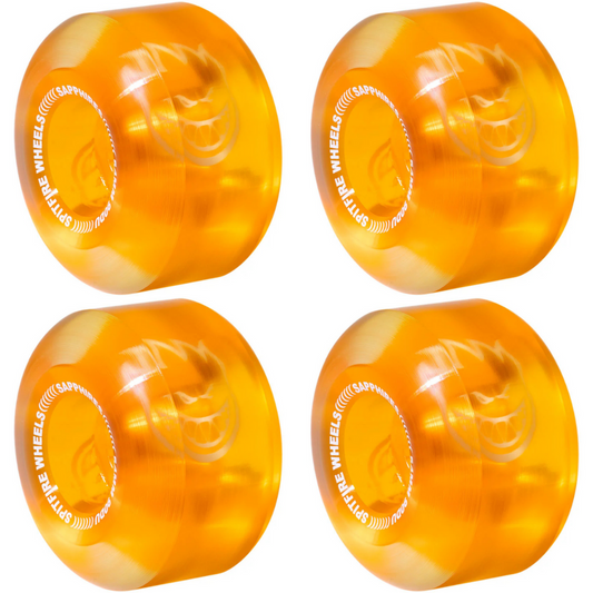 54mm Spitfire Wheels 90D Sapphires Radial Clear / Orange