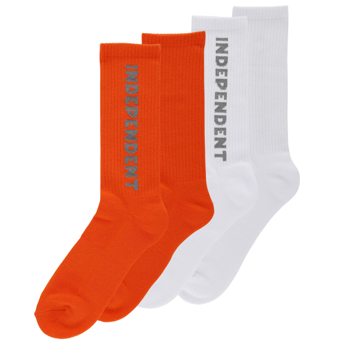 Independent Trucks Baseline 2-Pack Crew Socks - White / Orange Reflective
