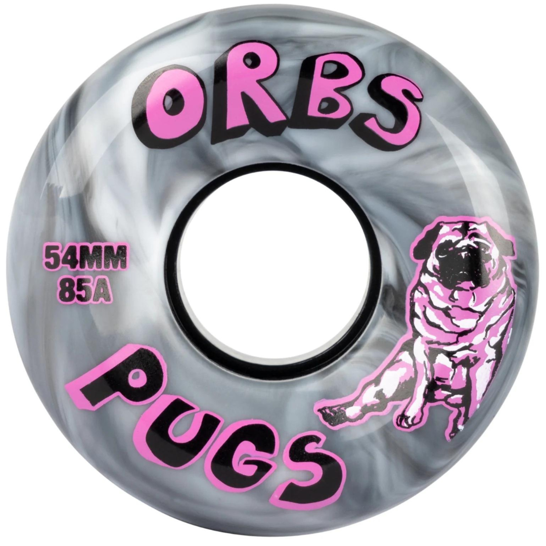 54mm Orbs Wheels Pugs 85a Swirl Black / White