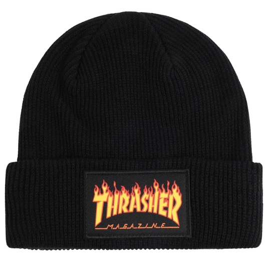 Thrasher Magazine Flame Patch Beanie - Black