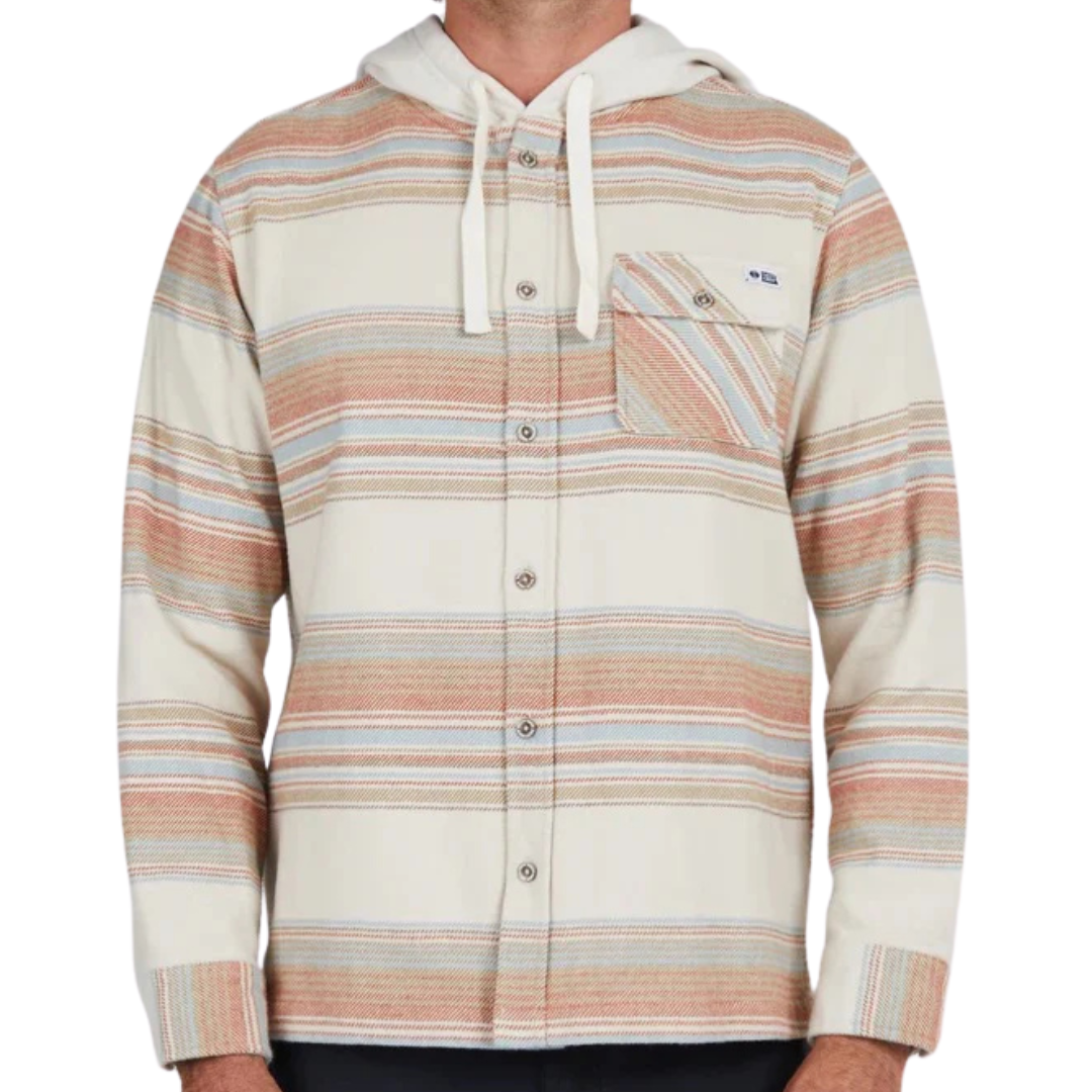 Salty Crew Outskirts Hooded Flannel - Peyote White