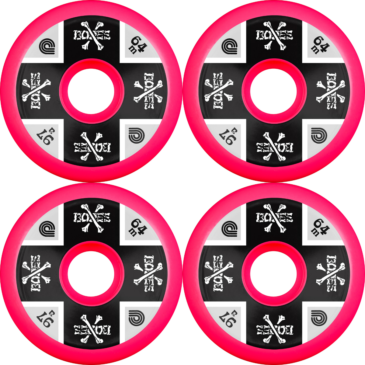 64mm Powell Peralta Crossbones Skateboard Wheels Pink 97a
