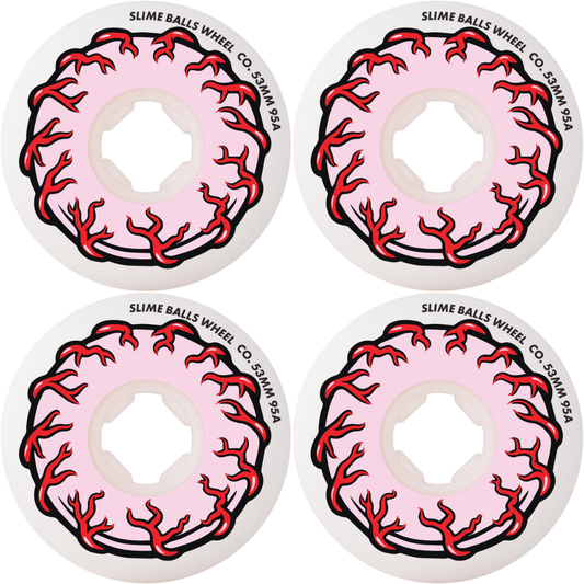 53mm Slime Balls Pink Eyes Vomit Mini White 95a Skateboard Wheels