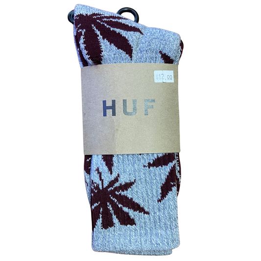 Huf Plant Life Crew Socks - Grey / Maroon