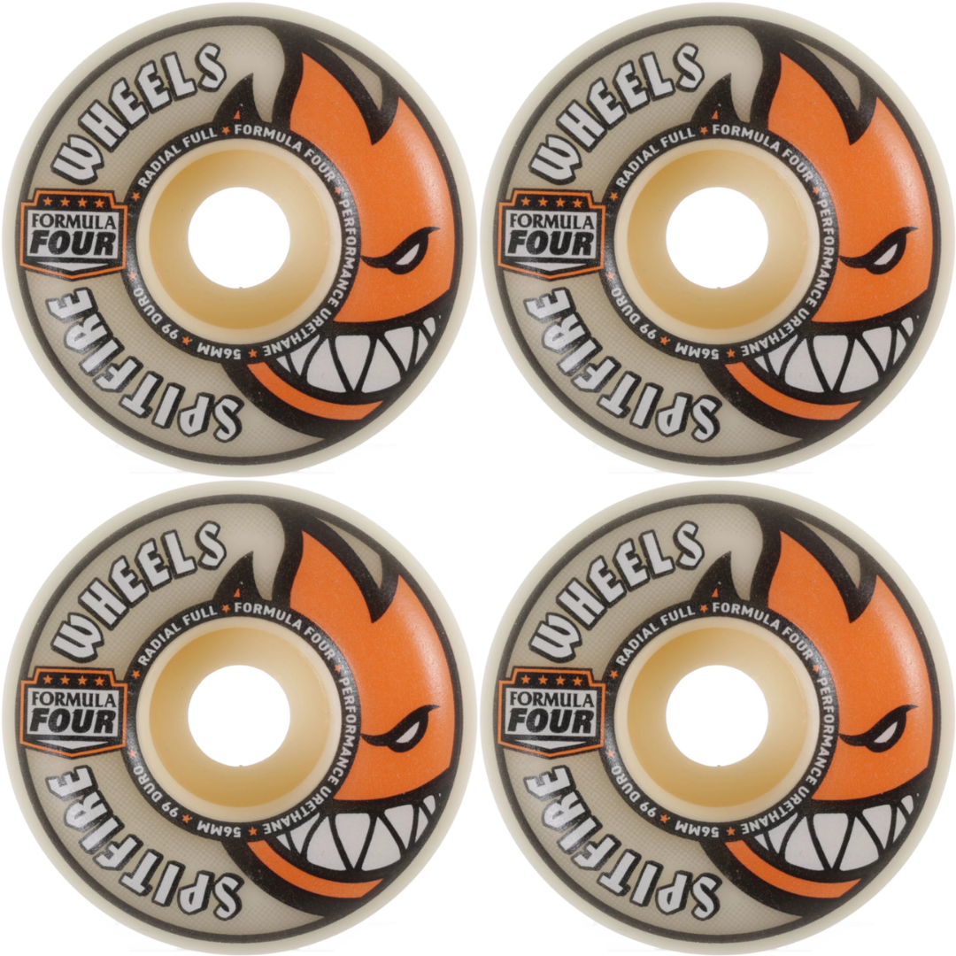 56mm Spitfire F4 Formula Four Radial Full Skateboard Wheels Natural 99a