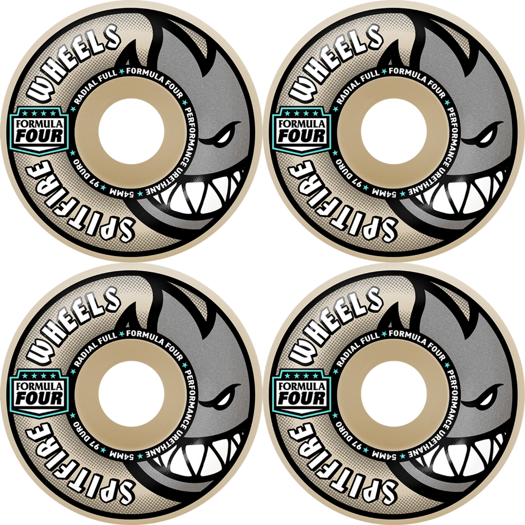 54mm Spitfire F4 Formula Four Radial Full Skateboard Wheels Natural 97a