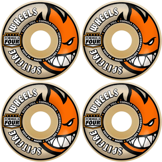 54mm Spitfire F4 Formula Four Radial Full Skateboard Wheels Natural 99a