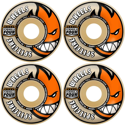 58mm Spitfire F4 Formula Four Radial Full Skateboard Wheels Natural 99a