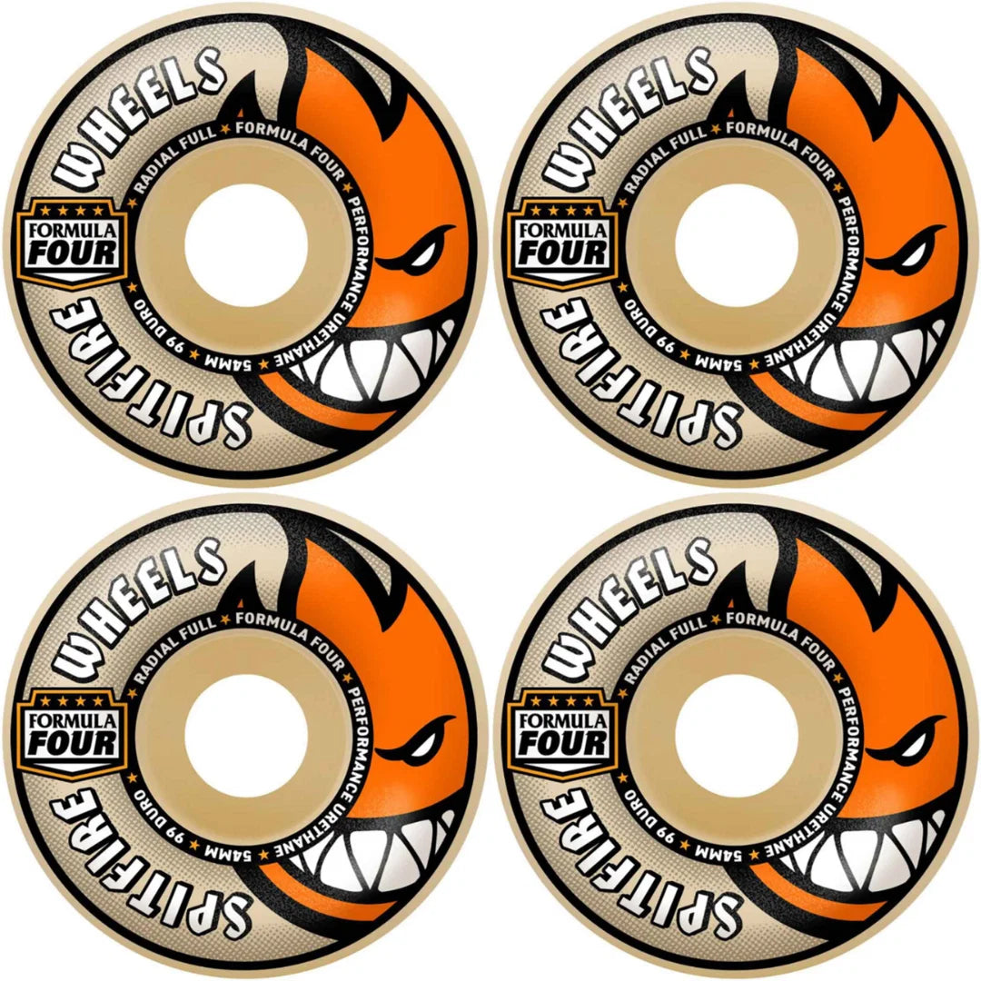 60mm Spitfire F4 Formula Four Radial Full Skateboard Wheels Natural 99a