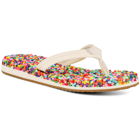 Sanuk Bubblecush Women's Comfort Flip Flops - Rainbow Confetti