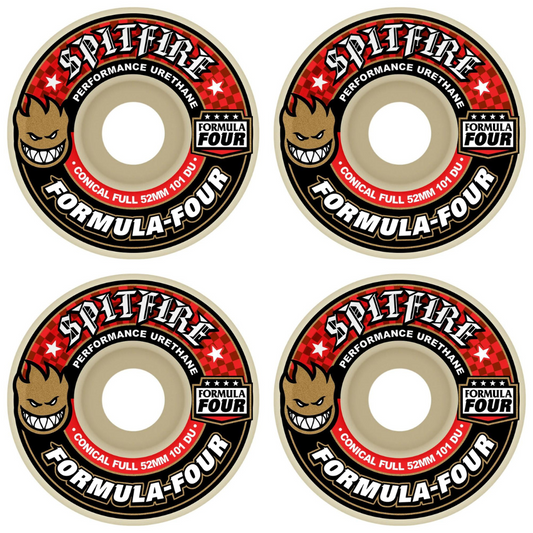 54mm Spitfire Wheels Formula Four Conical Red 101a