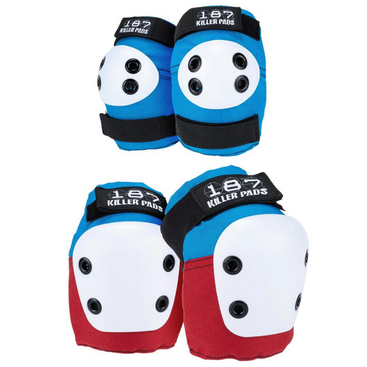 187 Killer Pads Knee & Elbow Pad Combo Pack - Red / White / Blue