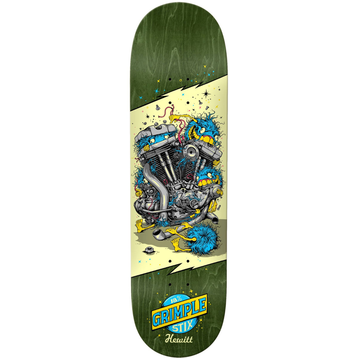 8.75" Anti-Hero Grimple Stix Peter Hewitt Revs Skateboard Deck - Assorted Stains