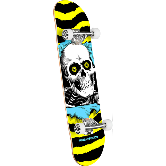 7" x 28" Powell Peralta Ripper Birch Complete Skateboard - Yellow / Blue
