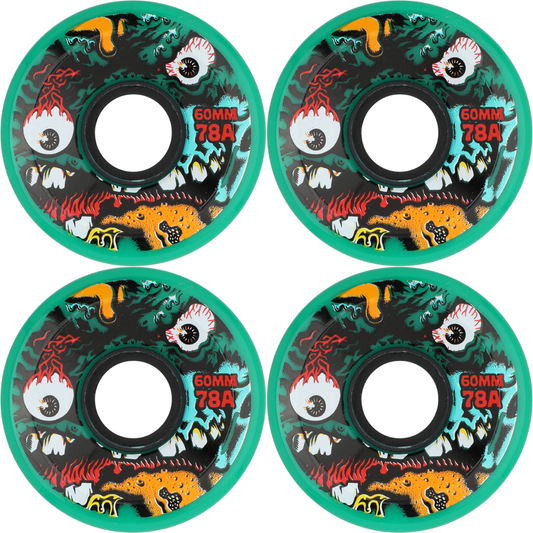 60mm Slime Balls Roskopp Face Two Reissue OG Slime Green Wheels 78a