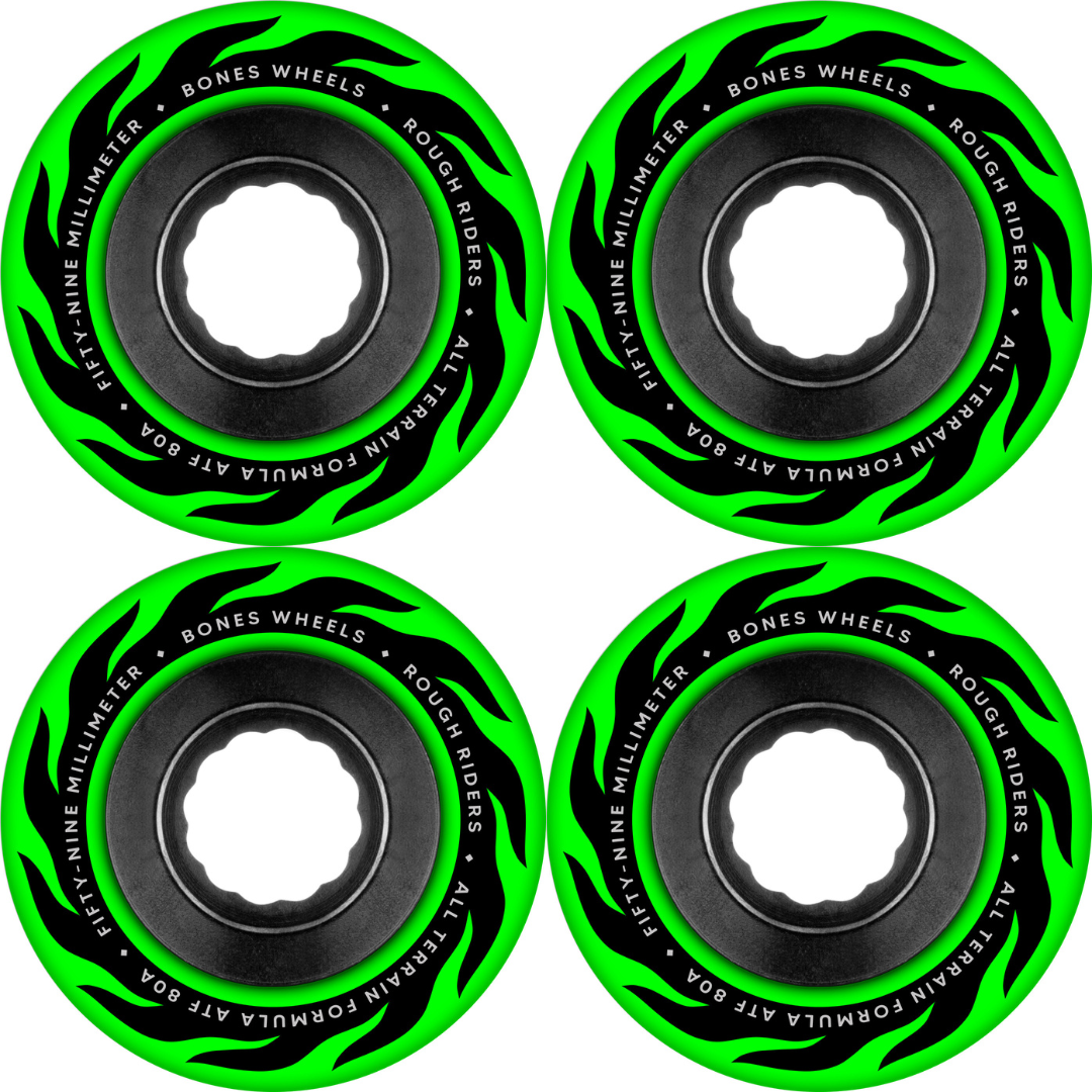 59mm Bones Wheels ATF Rough Riders Eternal Flame Green - 80a