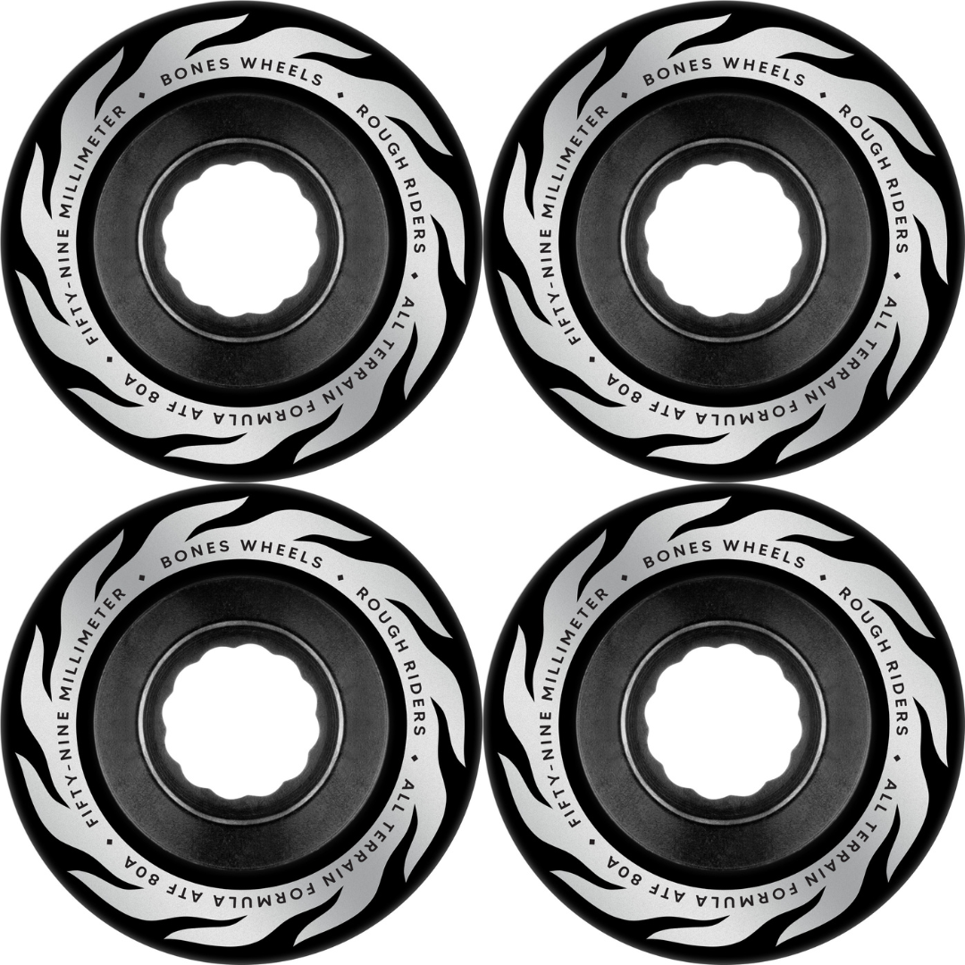 59mm Bones Wheels ATF Rough Rider Eternal Flame Black - 80a