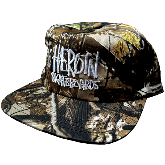 Heroin Skateboards Script Snapback Hat - Camo