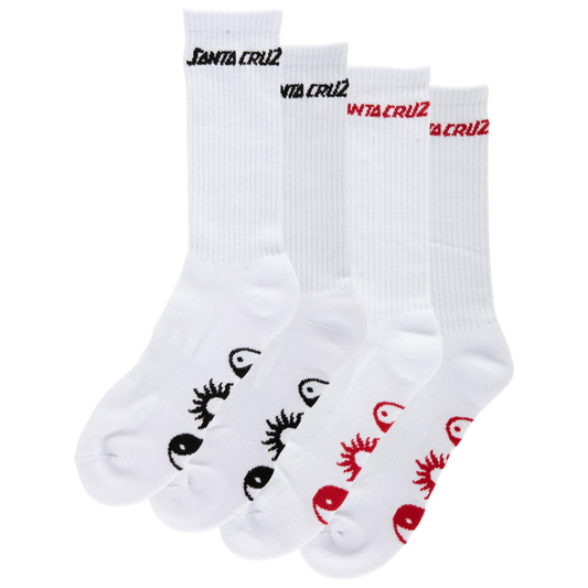 Santa Cruz Strange Strip 2-Pack Crew Socks - White / Multi