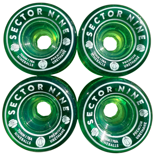 70mm Sector 9 Nineballs Wheels Clear Green - 78a