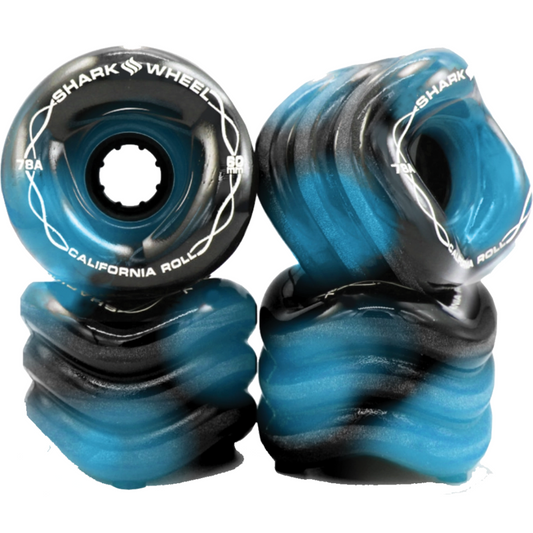 60mm Shark Wheels California Roll Blue / Black Swirl - 78a