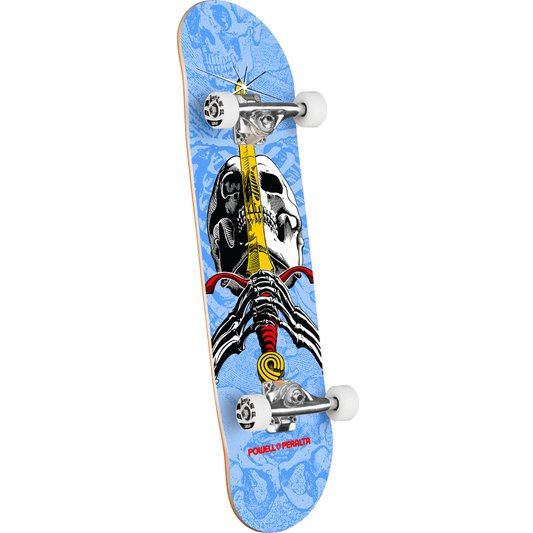 7.5" Powell Peralta Skull & Sword Birch Complete Skateboard - Light Blue